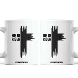 He Is Risen Coffee Mug Christian Easter Cross TS10 White Print Your Wear