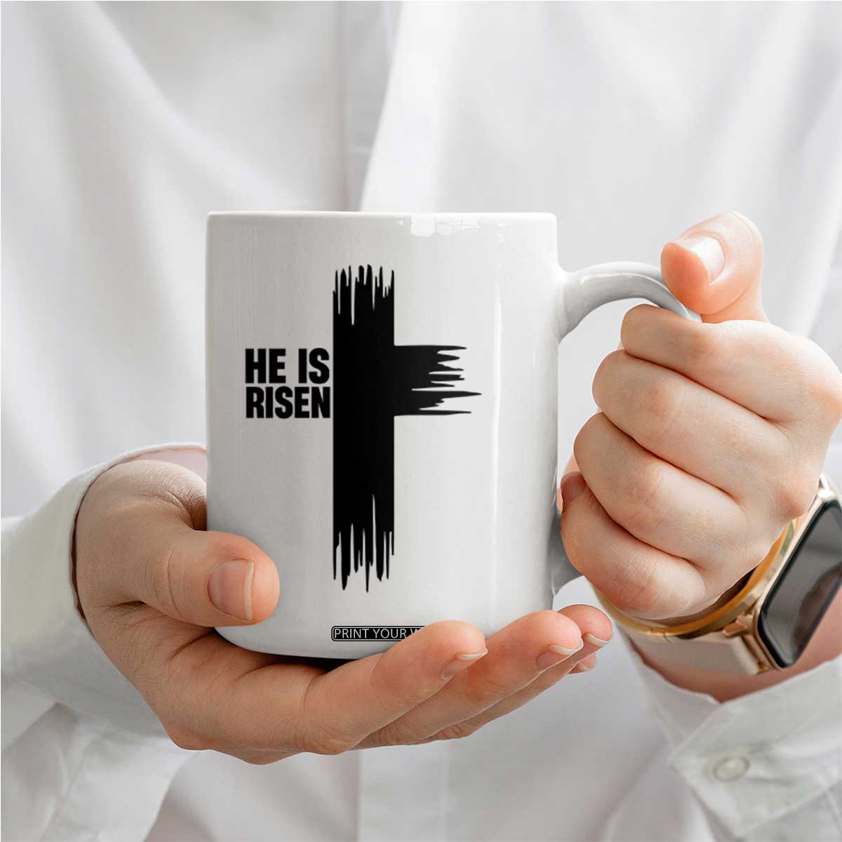 He Is Risen Coffee Mug Christian Easter Cross TS10 Print Your Wear