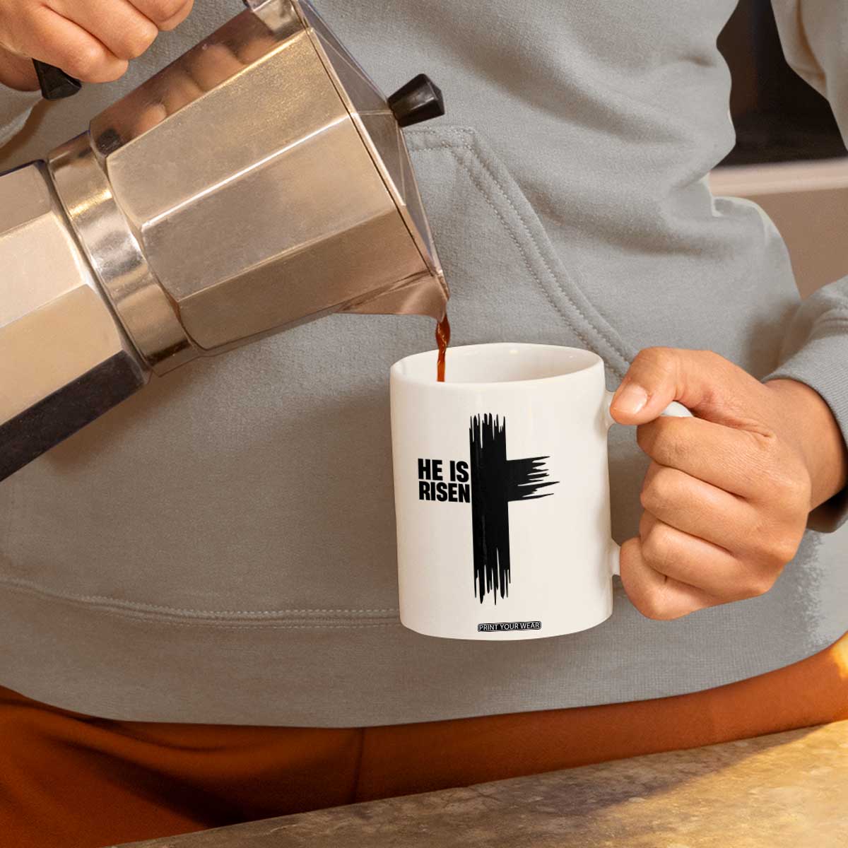 He Is Risen Coffee Mug Christian Easter Cross TS10 Print Your Wear
