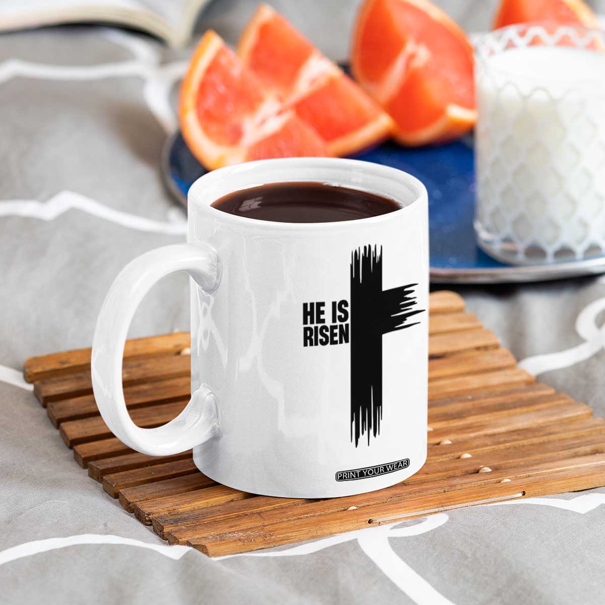 He Is Risen Coffee Mug Christian Easter Cross TS10 Print Your Wear