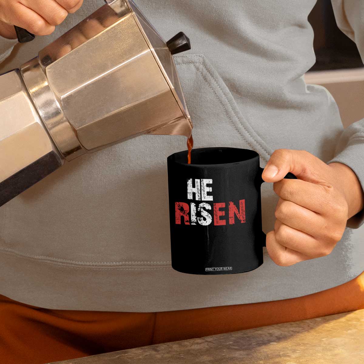 He Is Risen Coffee Mug Vintage Christian Religious Faith TS10 Print Your Wear