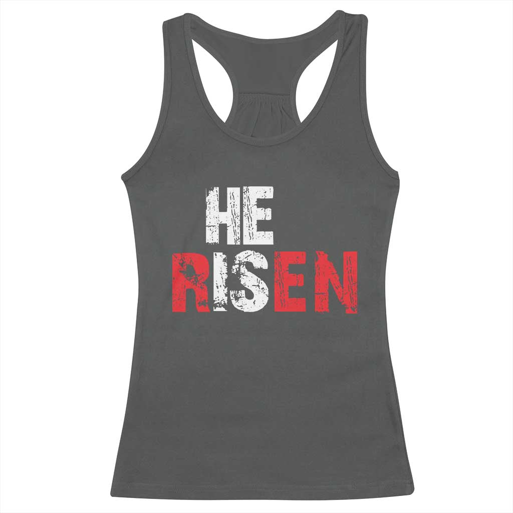 He Is Risen Racerback Tank Top Vintage Christian Religious Faith TS10 Dark Heather Print Your Wear