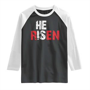 He Is Risen Raglan Shirt Vintage Christian Religious Faith TS10 Black White Print Your Wear