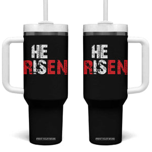 He Is Risen Tumbler With Handle Vintage Christian Religious Faith TS10 One Size: 40 oz Black Print Your Wear