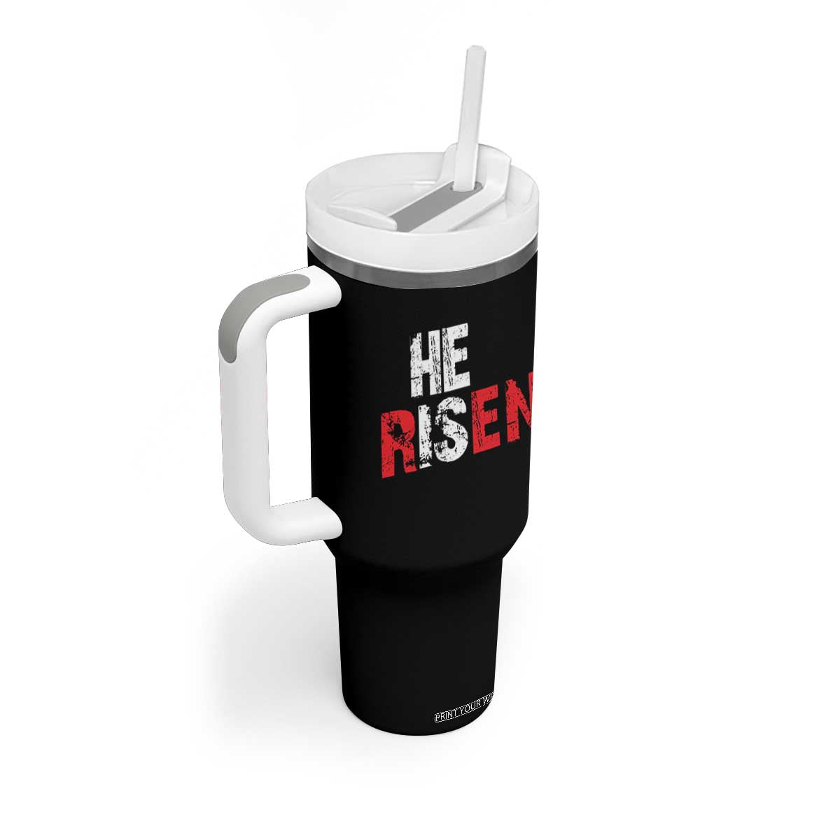 He Is Risen Tumbler With Handle Vintage Christian Religious Faith TS10 Print Your Wear