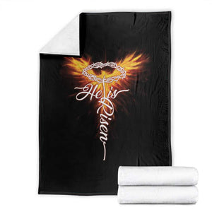 He Is Risen Throw Blanket Jesus Resurrection Easter Christian Cross Phoenix Rising TS10 Black Print Your Wear