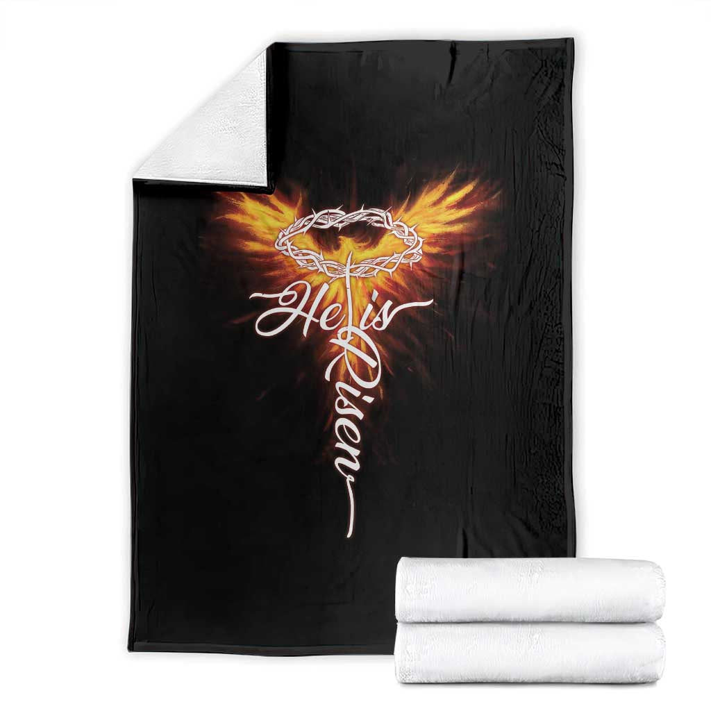 He Is Risen Throw Blanket Jesus Resurrection Easter Christian Cross Phoenix Rising TS10 Black Print Your Wear