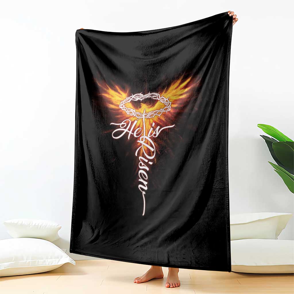 He Is Risen Throw Blanket Jesus Resurrection Easter Christian Cross Phoenix Rising TS10 Print Your Wear