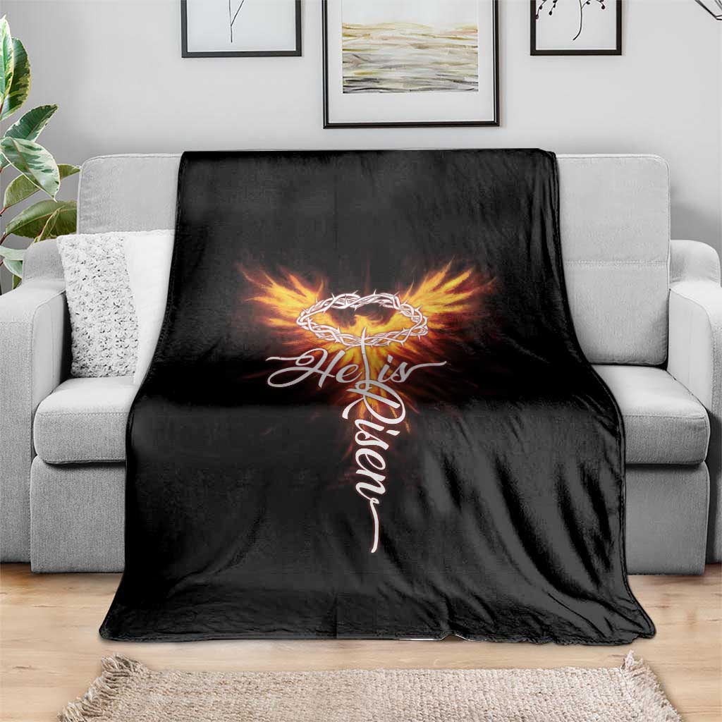 He Is Risen Throw Blanket Jesus Resurrection Easter Christian Cross Phoenix Rising TS10 Print Your Wear