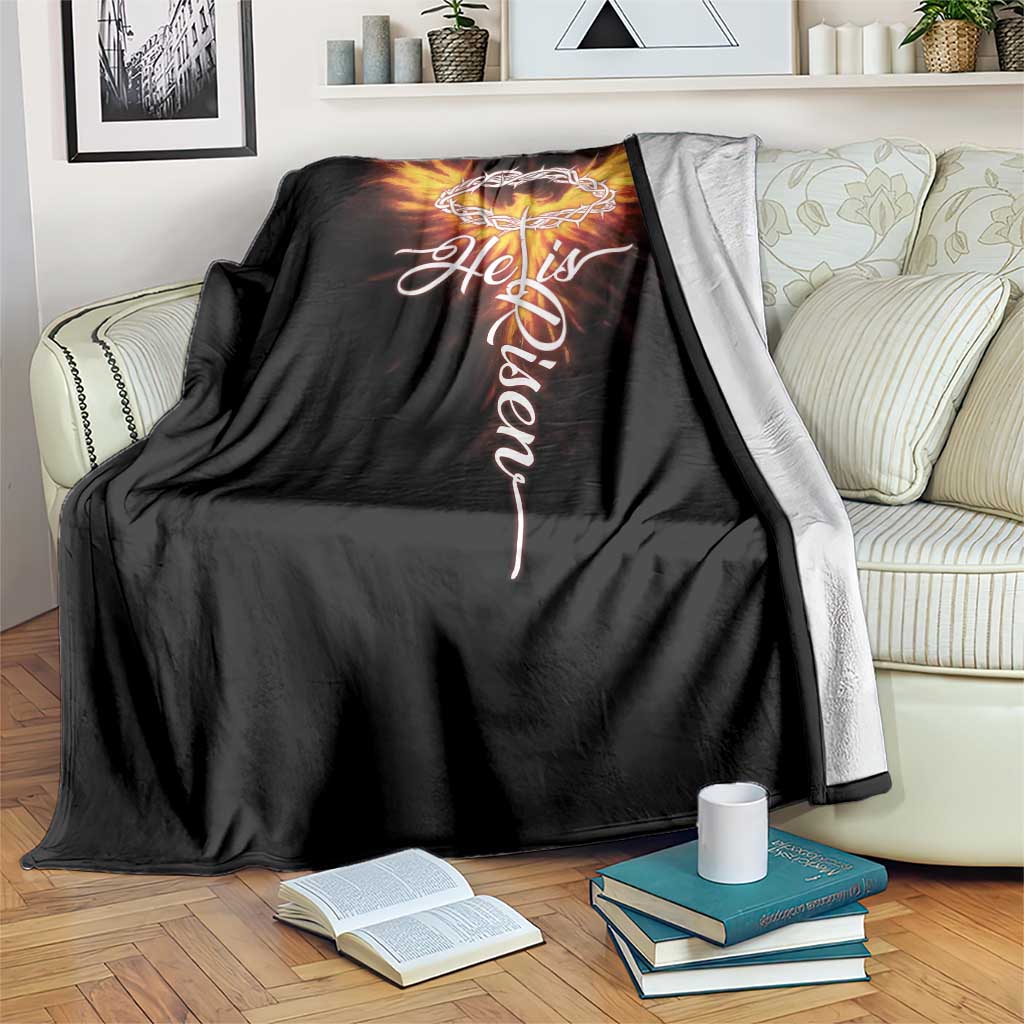 He Is Risen Throw Blanket Jesus Resurrection Easter Christian Cross Phoenix Rising TS10 Print Your Wear