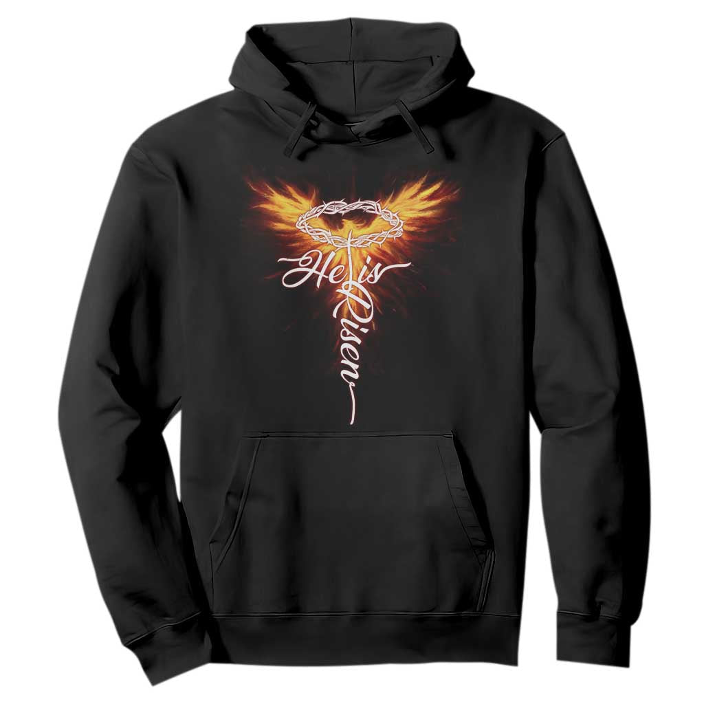 He Is Risen Hoodie Jesus Resurrection Easter Christian Cross Phoenix Rising TS10 Black Print Your Wear