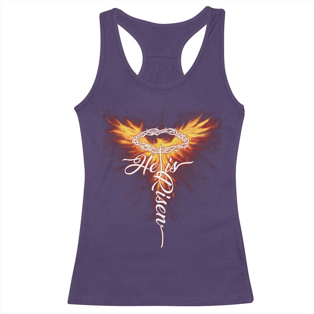 He Is Risen Racerback Tank Top Jesus Resurrection Easter Christian Cross Phoenix Rising TS10 Purple Print Your Wear