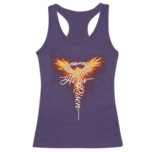 He Is Risen Racerback Tank Top Jesus Resurrection Easter Christian Cross Phoenix Rising TS10 Purple Print Your Wear