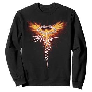 He Is Risen Sweatshirt Jesus Resurrection Easter Christian Cross Phoenix Rising TS10 Black Print Your Wear