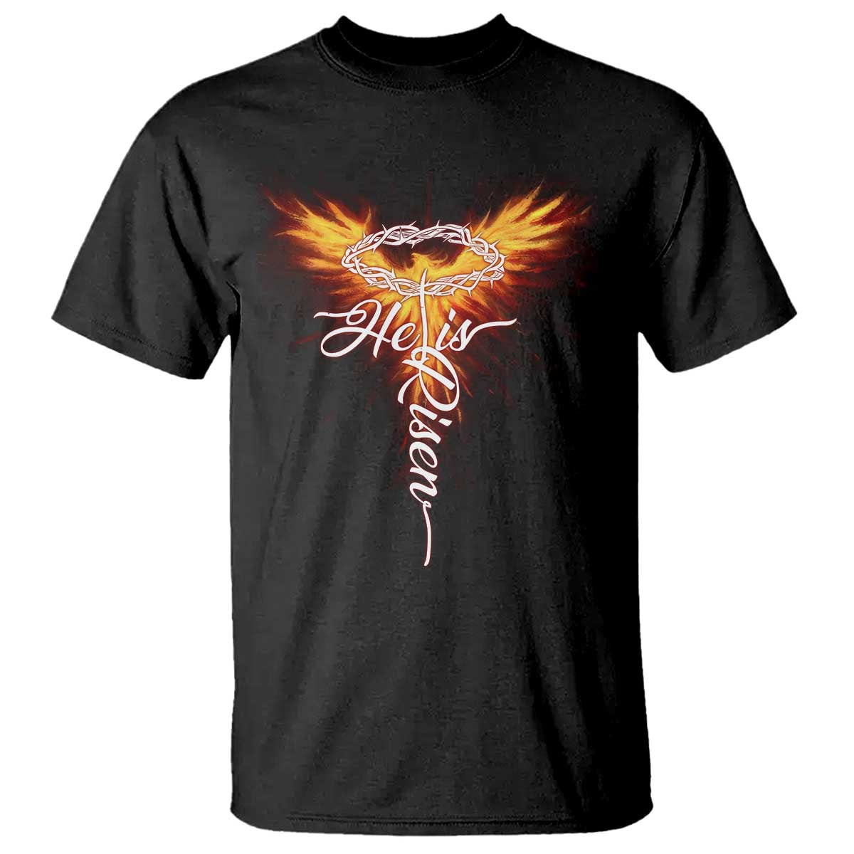He Is Risen T Shirt Jesus Resurrection Easter Christian Cross Phoenix Rising TS10 Black Print Your Wear