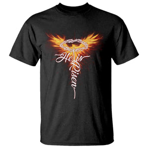 He Is Risen T Shirt Jesus Resurrection Easter Christian Cross Phoenix Rising TS10 Black Print Your Wear