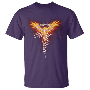 He Is Risen T Shirt Jesus Resurrection Easter Christian Cross Phoenix Rising TS10 Purple Print Your Wear
