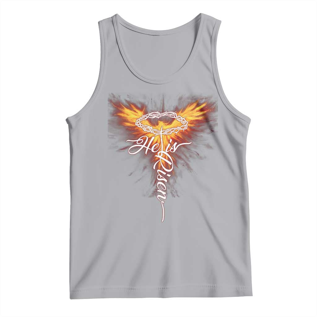 He Is Risen Tank Top Jesus Resurrection Easter Christian Cross Phoenix Rising TS10 Athletic Heather Print Your Wear