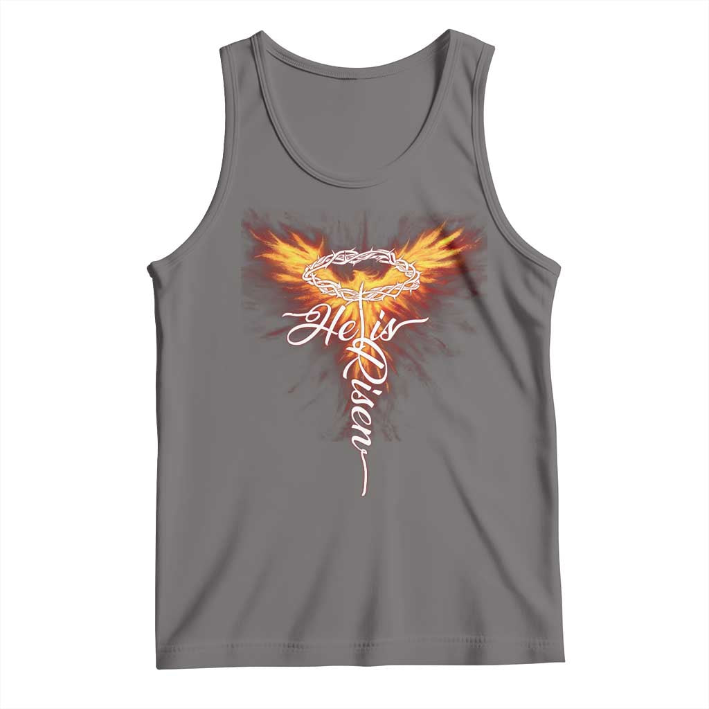 He Is Risen Tank Top Jesus Resurrection Easter Christian Cross Phoenix Rising TS10 Deep Heather Print Your Wear