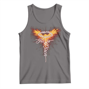 He Is Risen Tank Top Jesus Resurrection Easter Christian Cross Phoenix Rising TS10 Deep Heather Print Your Wear