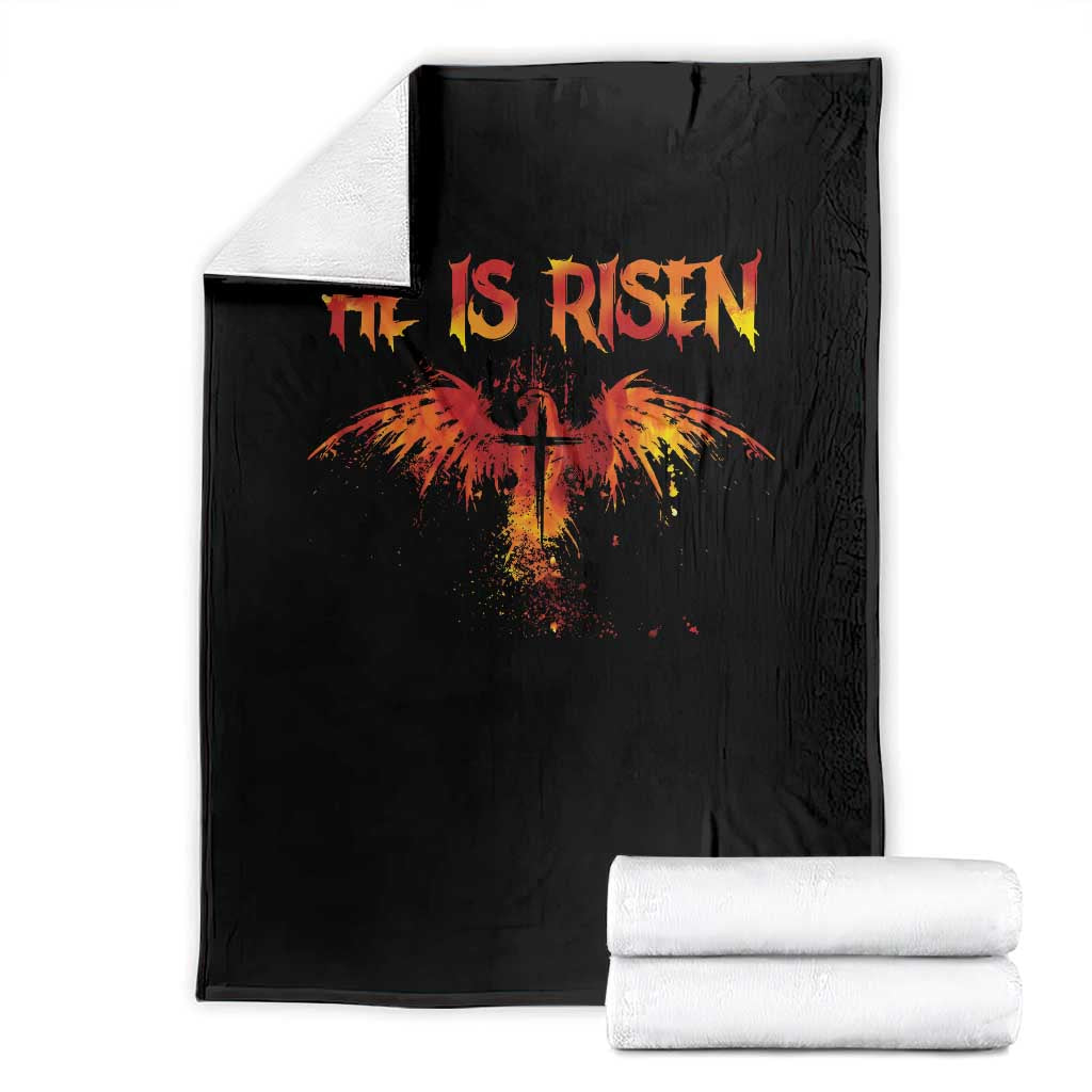 He Is Risen Throw Blanket Phoenix Christian Jesus Resurrection Cross TS10 Black Print Your Wear