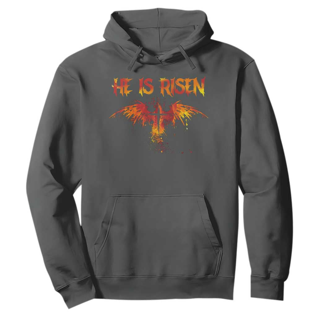 He Is Risen Hoodie Phoenix Christian Jesus Resurrection Cross TS10 Dark Heather Print Your Wear