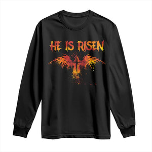 He Is Risen Long Sleeve Shirt Phoenix Christian Jesus Resurrection Cross TS10 Black Print Your Wear