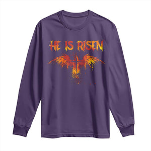He Is Risen Long Sleeve Shirt Phoenix Christian Jesus Resurrection Cross TS10 Purple Print Your Wear