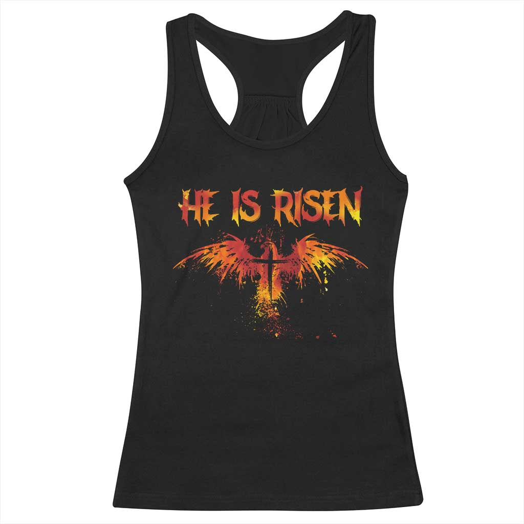 He Is Risen Racerback Tank Top Phoenix Christian Jesus Resurrection Cross TS10 Black Print Your Wear