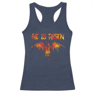 He Is Risen Racerback Tank Top Phoenix Christian Jesus Resurrection Cross TS10 Navy Print Your Wear
