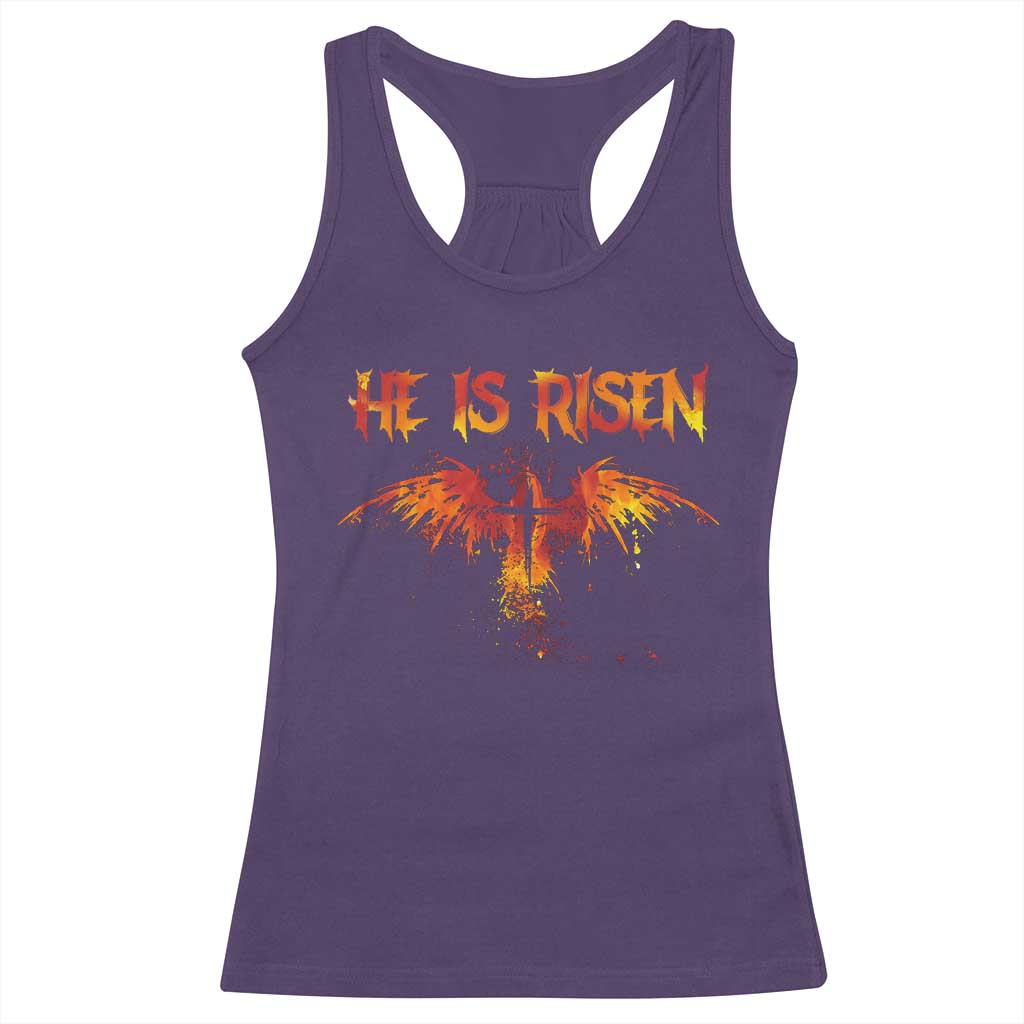 He Is Risen Racerback Tank Top Phoenix Christian Jesus Resurrection Cross TS10 Purple Print Your Wear