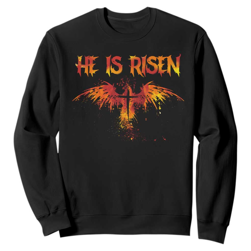 He Is Risen Sweatshirt Phoenix Christian Jesus Resurrection Cross TS10 Black Print Your Wear