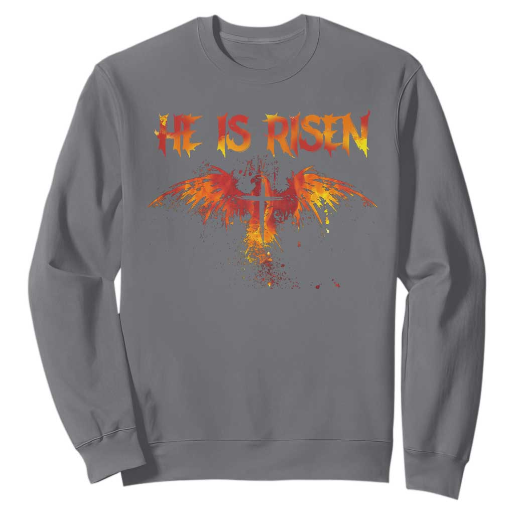He Is Risen Sweatshirt Phoenix Christian Jesus Resurrection Cross TS10 Charcoal Print Your Wear