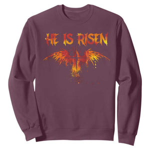 He Is Risen Sweatshirt Phoenix Christian Jesus Resurrection Cross TS10 Maroon Print Your Wear