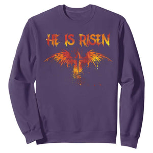 He Is Risen Sweatshirt Phoenix Christian Jesus Resurrection Cross TS10 Purple Print Your Wear