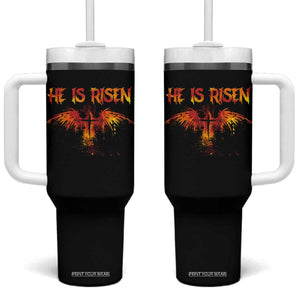 He Is Risen Tumbler With Handle Phoenix Christian Jesus Resurrection Cross TS10 One Size: 40 oz Black Print Your Wear