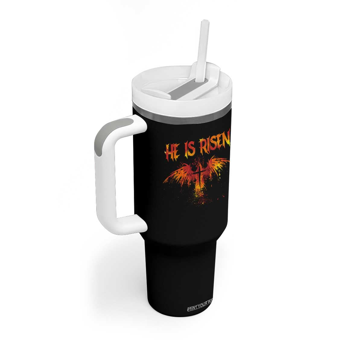 He Is Risen Tumbler With Handle Phoenix Christian Jesus Resurrection Cross TS10 Print Your Wear