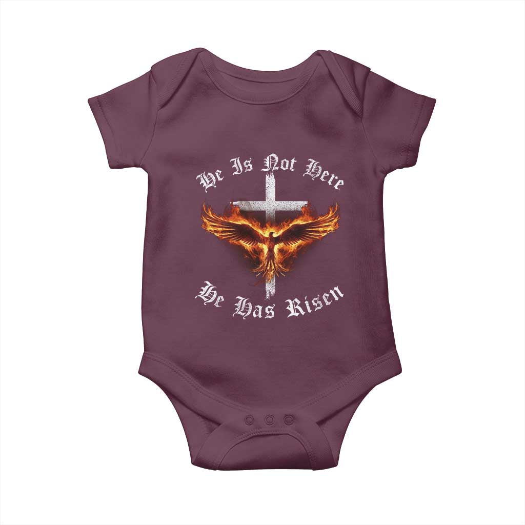 Easter Jesus Has Risen Baby Onesie Christian Religious Phoenix Resurrection Cross TS10 Maroon Print Your Wear