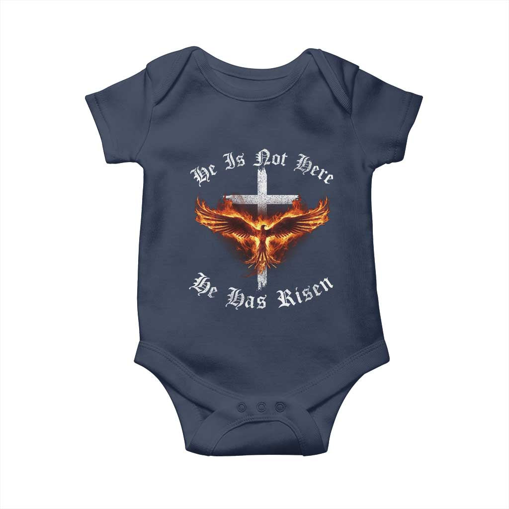Easter Jesus Has Risen Baby Onesie Christian Religious Phoenix Resurrection Cross TS10 Navy Print Your Wear