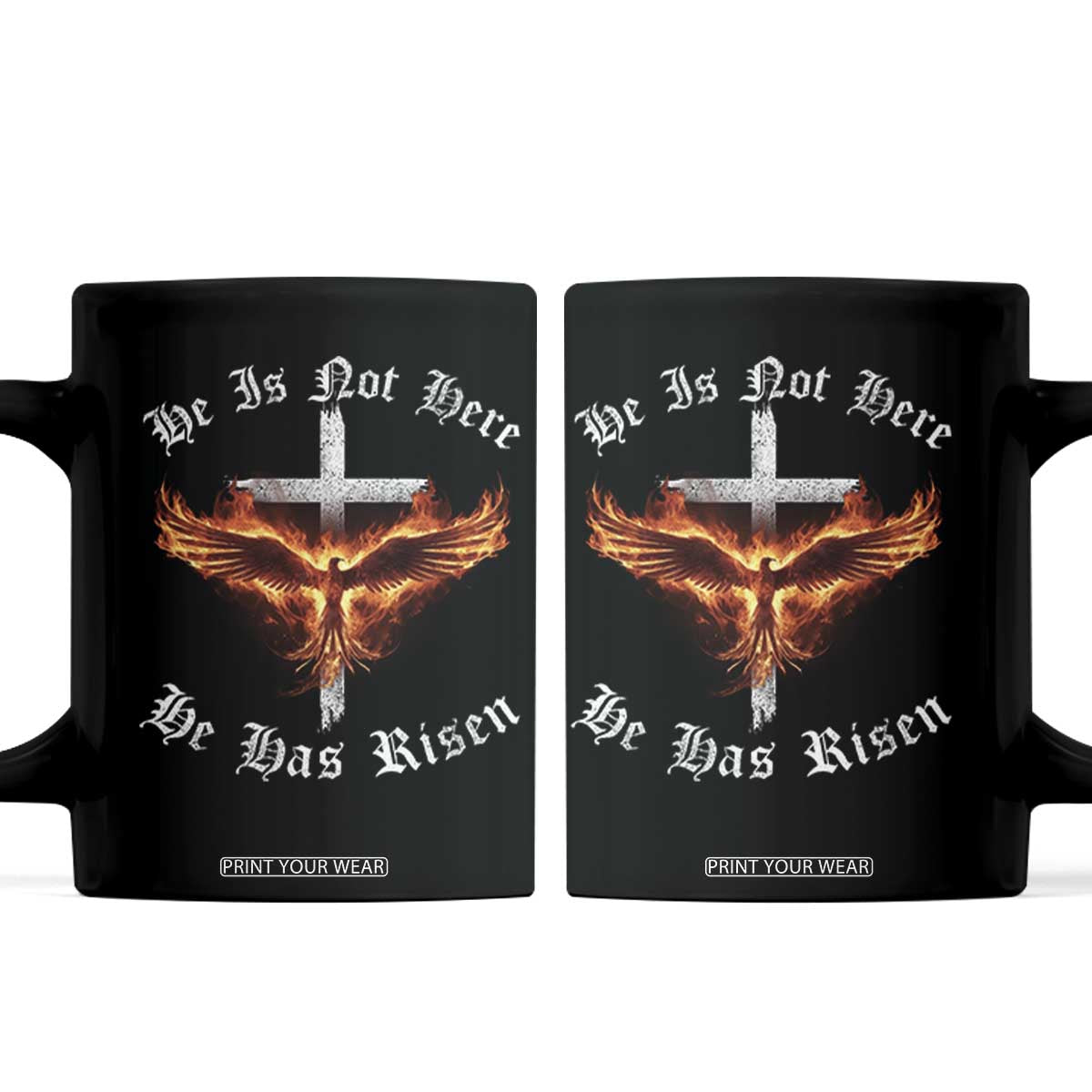 Easter Jesus Has Risen Coffee Mug Christian Religious Phoenix Resurrection Cross TS10 Black Print Your Wear