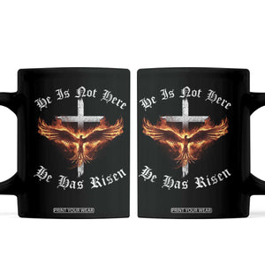 Easter Jesus Has Risen Coffee Mug Christian Religious Phoenix Resurrection Cross TS10 Black Print Your Wear