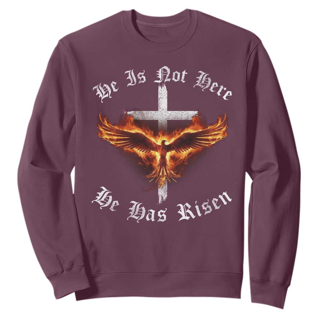 Easter Jesus Has Risen Sweatshirt Christian Religious Phoenix Resurrection Cross TS10 Maroon Print Your Wear