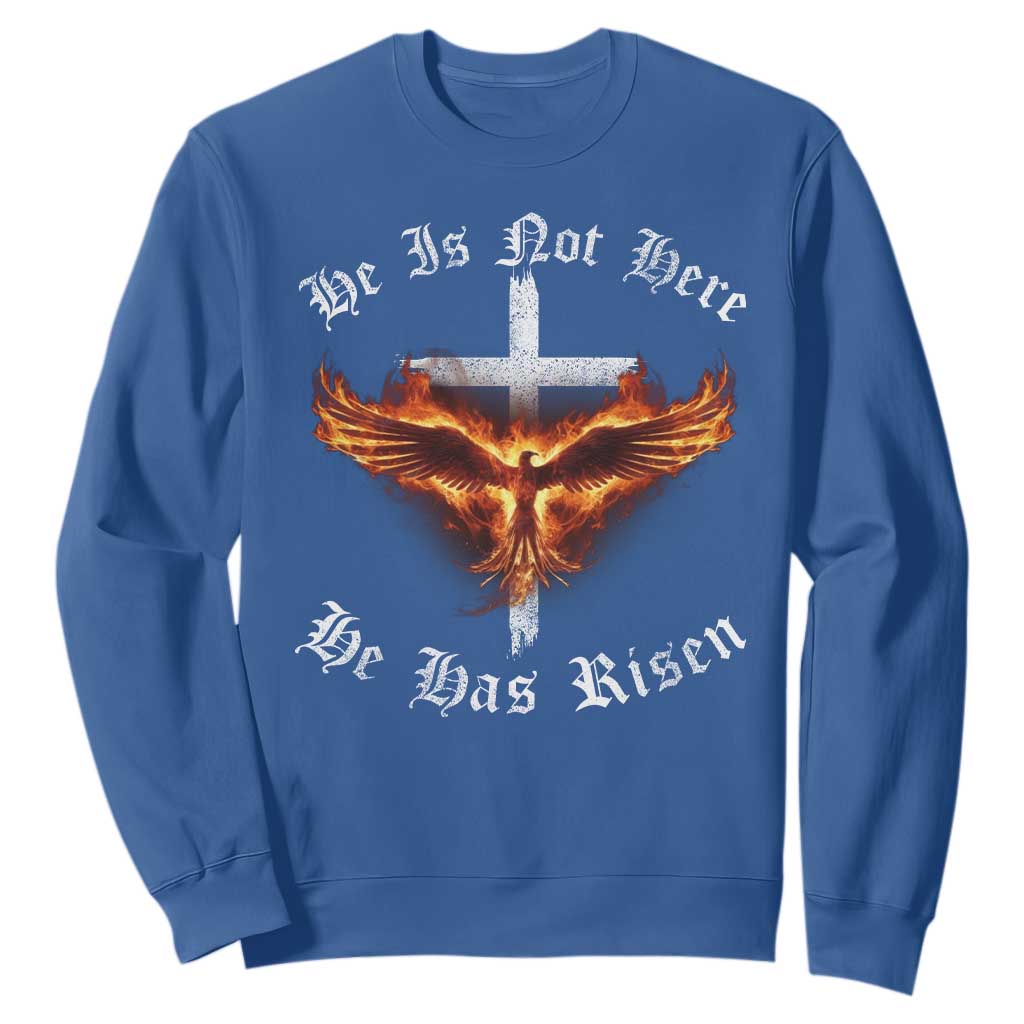Easter Jesus Has Risen Sweatshirt Christian Religious Phoenix Resurrection Cross TS10 Royal Blue Print Your Wear