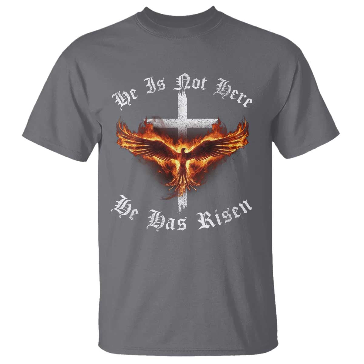 Easter Jesus Has Risen T Shirt Christian Religious Phoenix Resurrection Cross TS10 Charcoal Print Your Wear