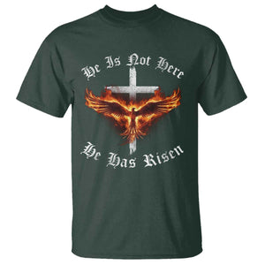 Easter Jesus Has Risen T Shirt Christian Religious Phoenix Resurrection Cross TS10 Dark Forest Green Print Your Wear