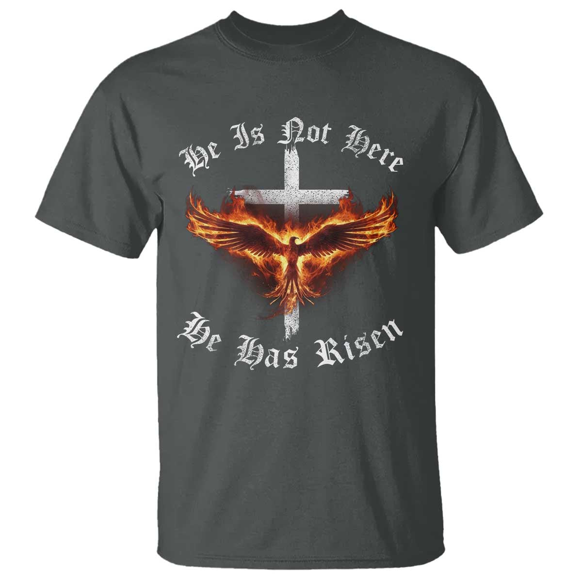 Easter Jesus Has Risen T Shirt Christian Religious Phoenix Resurrection Cross TS10 Dark Heather Print Your Wear