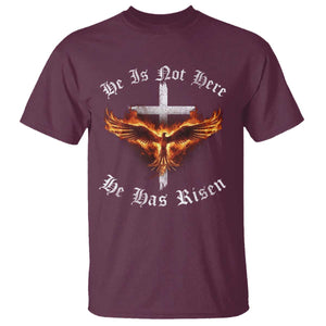 Easter Jesus Has Risen T Shirt Christian Religious Phoenix Resurrection Cross TS10 Maroon Print Your Wear