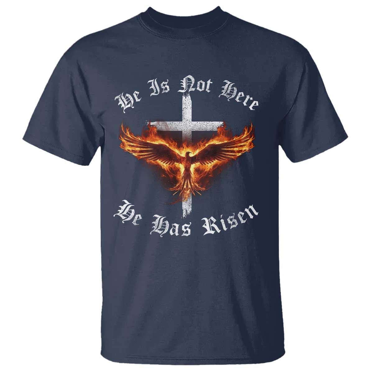 Easter Jesus Has Risen T Shirt Christian Religious Phoenix Resurrection Cross TS10 Navy Print Your Wear