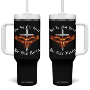 Easter Jesus Has Risen Tumbler With Handle Christian Religious Phoenix Resurrection Cross TS10 One Size: 40 oz Black Print Your Wear