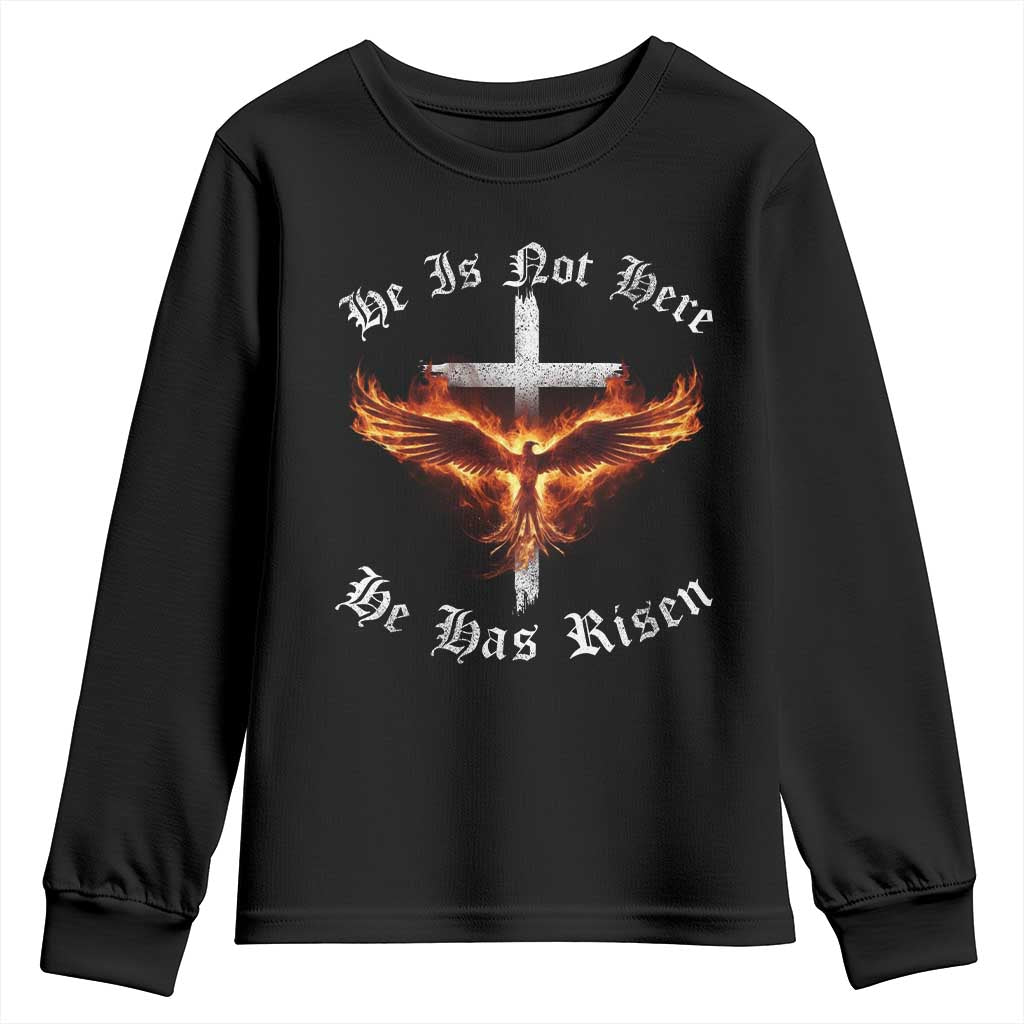 Easter Jesus Has Risen Youth Sweatshirt Christian Religious Phoenix Resurrection Cross TS10 Black Print Your Wear